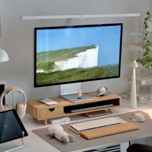 Bamboo Monitor Stand — Ergonomic Rising Desktop