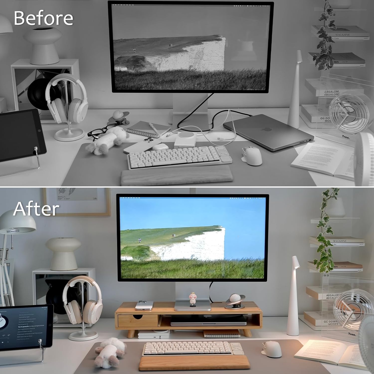 Bamboo Monitor Stand — Ergonomic Rising Desktop - Image 5