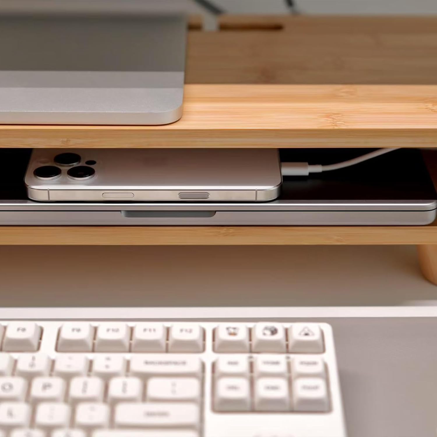 Bamboo Monitor Stand — Ergonomic Rising Desktop - Image 9